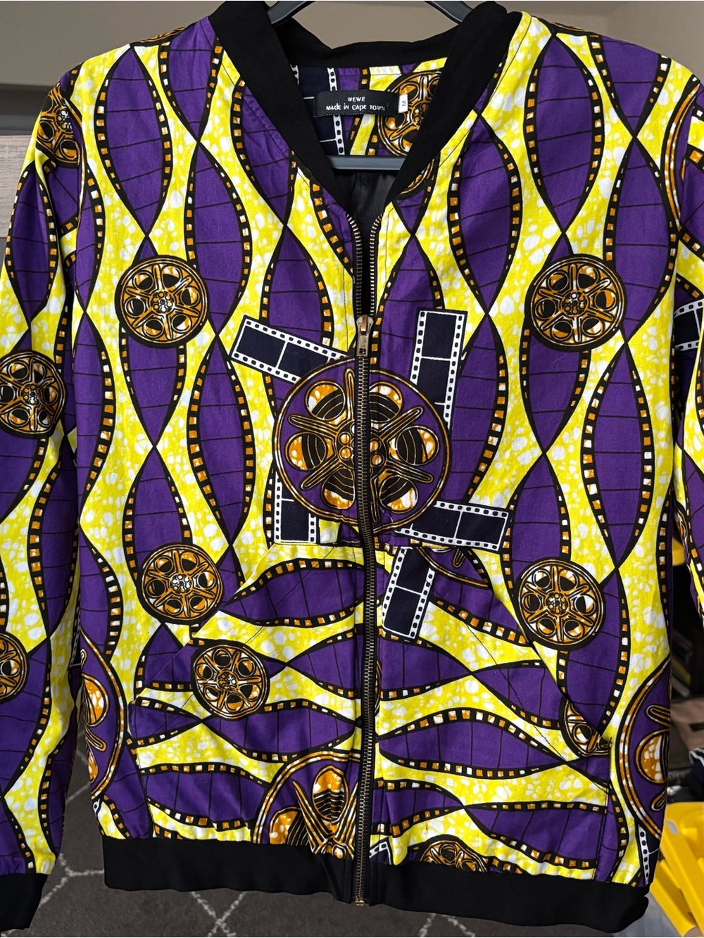 Vibrant Purple & Yellow Patterned Women's Bomber Jacket